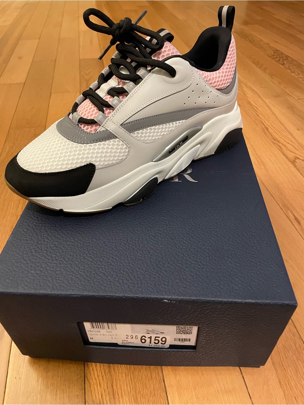 Dior Men's B-22 Sneaker in White, Pink & Black